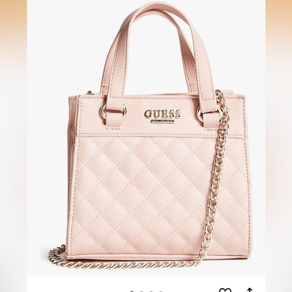 GUESS Blush Quilted Tote with Chain Strap